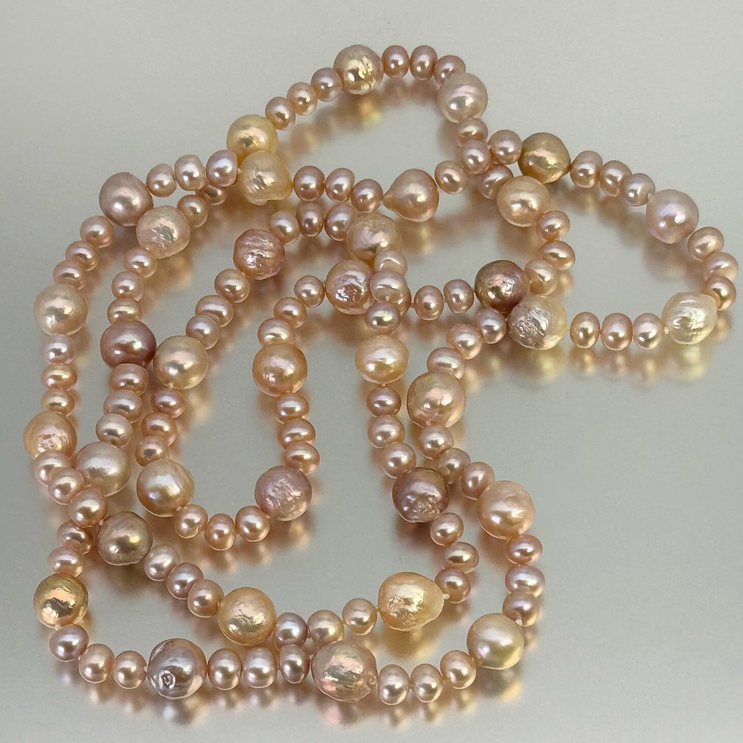淡水真珠 ネックレス マルチカラー 12.0mm～12.5mm 長さ：120.0cm (JR-NL-0067)
