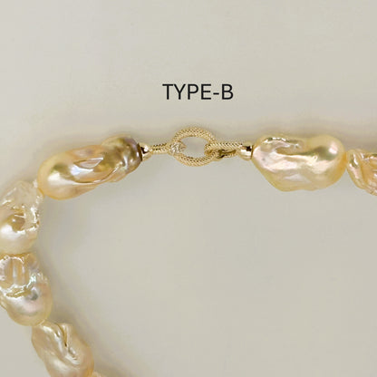 淡水真珠 ネックレス バロック ピンク 16.0mm～18.0mm(幅) 長さ：43.0cm (JR-NL-0125)