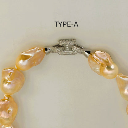 淡水真珠 ネックレス バロック ピンク 16.0mm～18.0mm(幅) 長さ：43.0cm (JR-NL-0125)