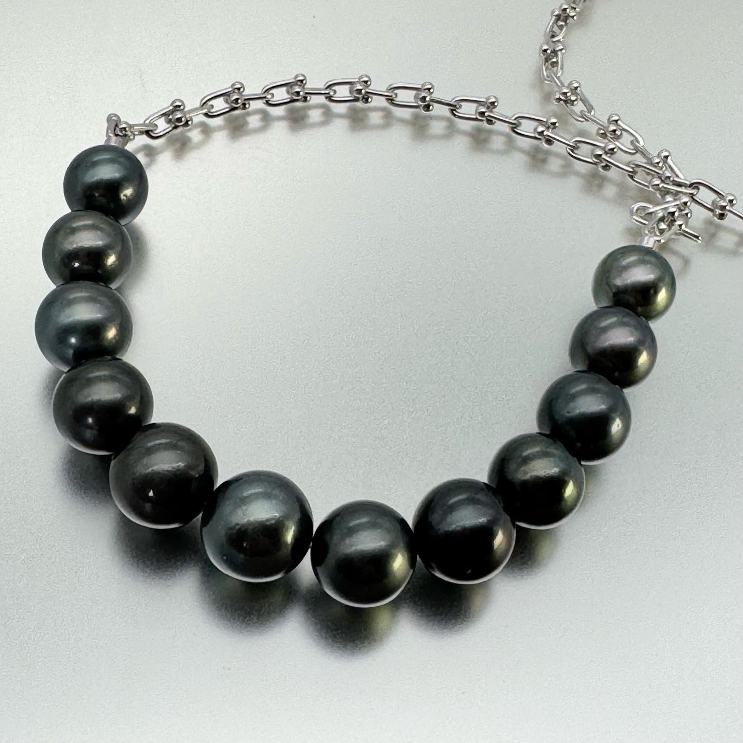 黒蝶真珠 ラウンド ネックレス 12.5mm～13.5mm 12粒 S925 (JR-NL-0080)