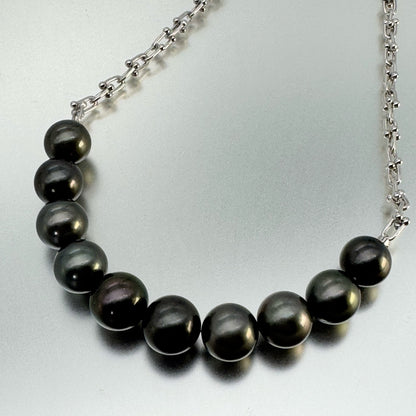 黒蝶真珠 ラウンド ネックレス 12.0mm～13.5mm 10粒 S925 (JR-NL-0079)