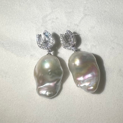 ピアス 淡水真珠 ホワイト バロック 16.0mm～19.0mm(幅) S925 (JR-ER-0021)