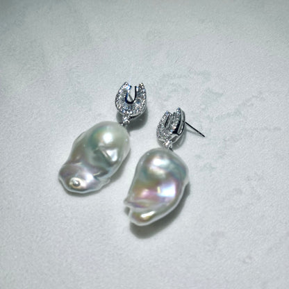 ピアス 淡水真珠 ホワイト バロック 16.0mm～19.0mm(幅) S925 (JR-ER-0021)