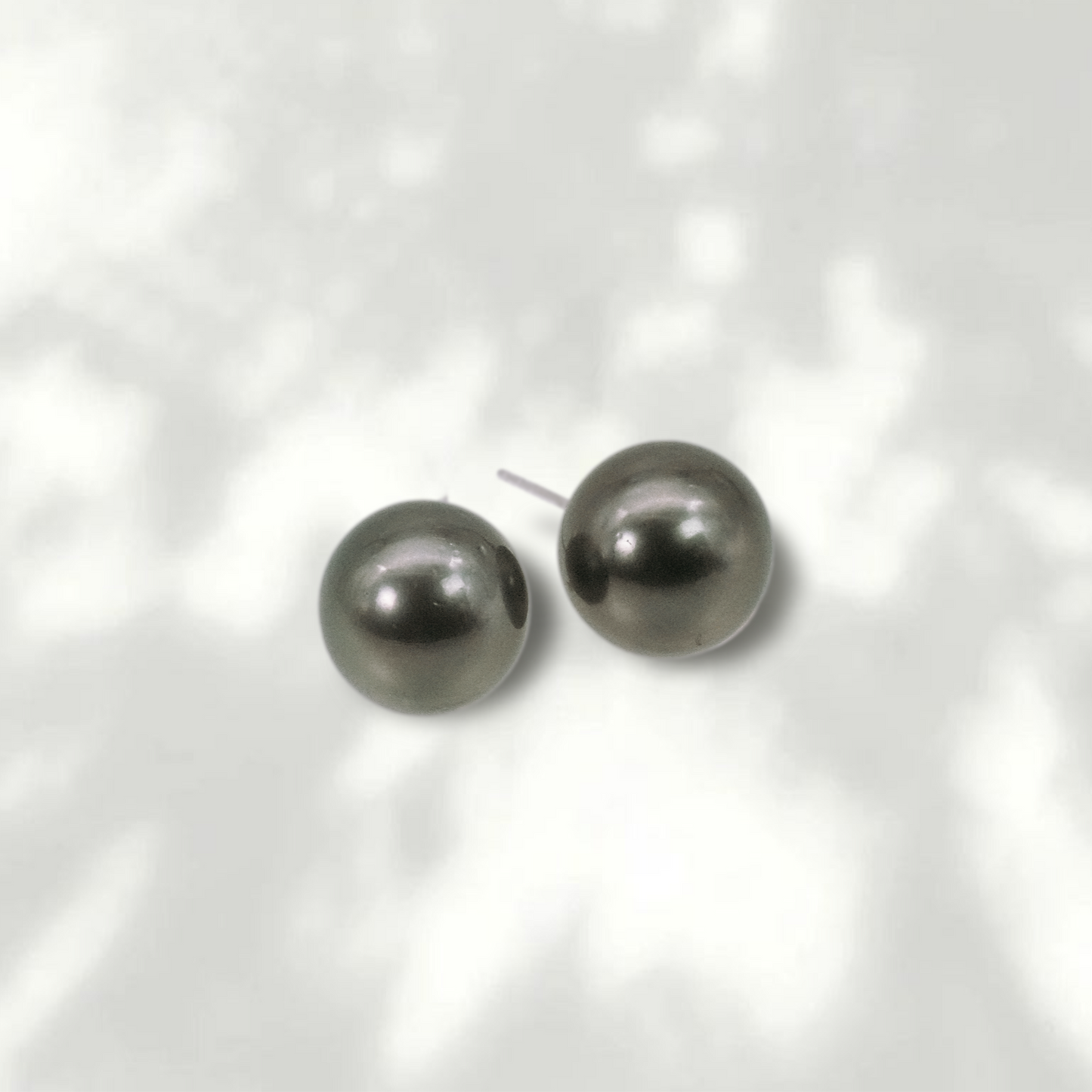 (JR-ER-0004) 黒蝶真珠 ピアス ブラック 13.5mm