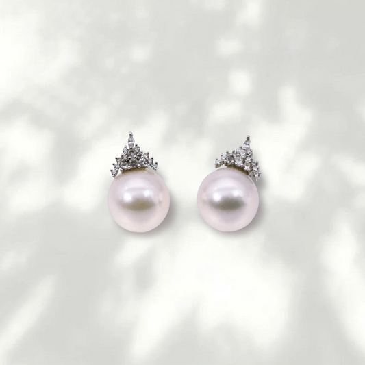 (JR-ER-0003) 白蝶真珠 ピアス ホワイト 14.5mm