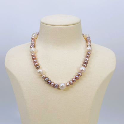 淡水真珠 ネックレス ラウンド マルチカラー 12.0mm～13.0mm(幅) 長さ：40.0cm (JR-NL-0059)