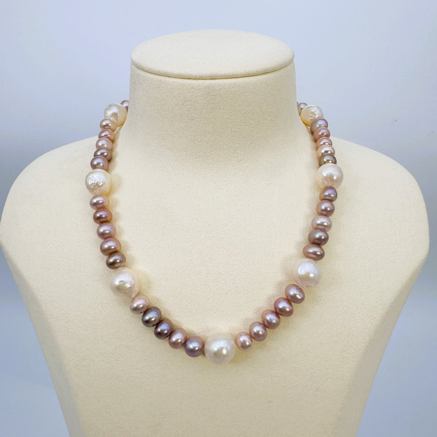 淡水真珠 ネックレス ラウンド マルチカラー 12.0mm～13.0mm(幅) 長さ：40.0cm (JR-NL-0059)