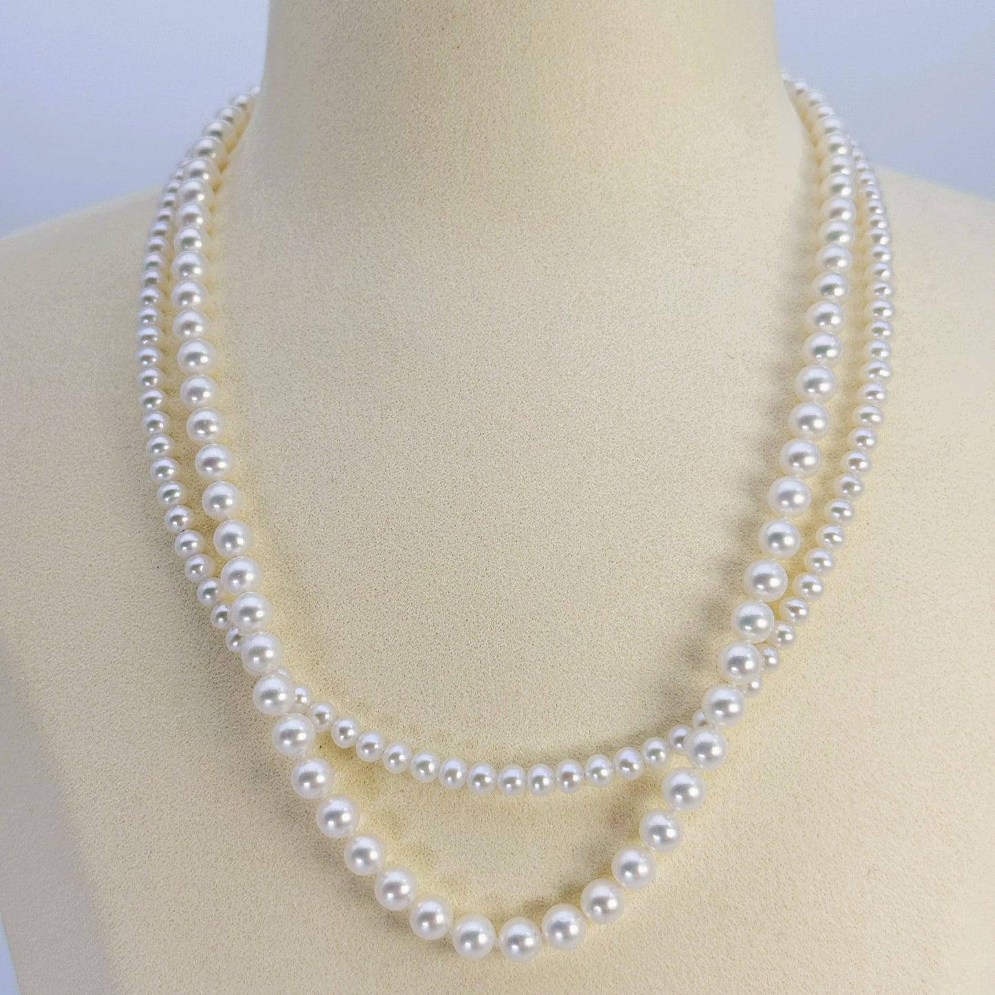淡水真珠 ネックレス ラウンド ホワイト 4.5mm, 5.5mm 長さ：40.0cm, 42.0cm(JR-NL-0060)