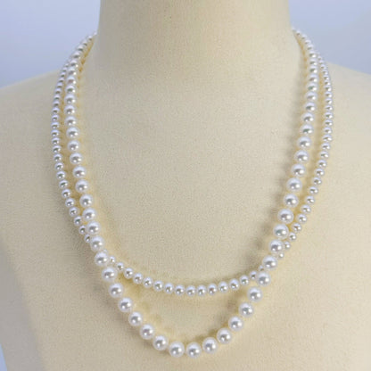 淡水真珠 ネックレス ラウンド ホワイト 4.5mm, 5.5mm 長さ：40.0cm, 42.0cm(JR-NL-0060)