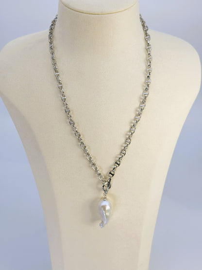 (JR-NL-0034) 淡水真珠 ネックレス バロック ホワイト 16.0mm～19.0mm(幅)
