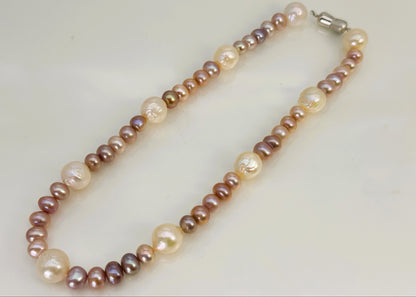 淡水真珠 ネックレス ラウンド マルチカラー 12.0mm～13.0mm(幅) 長さ：40.0cm (JR-NL-0059)