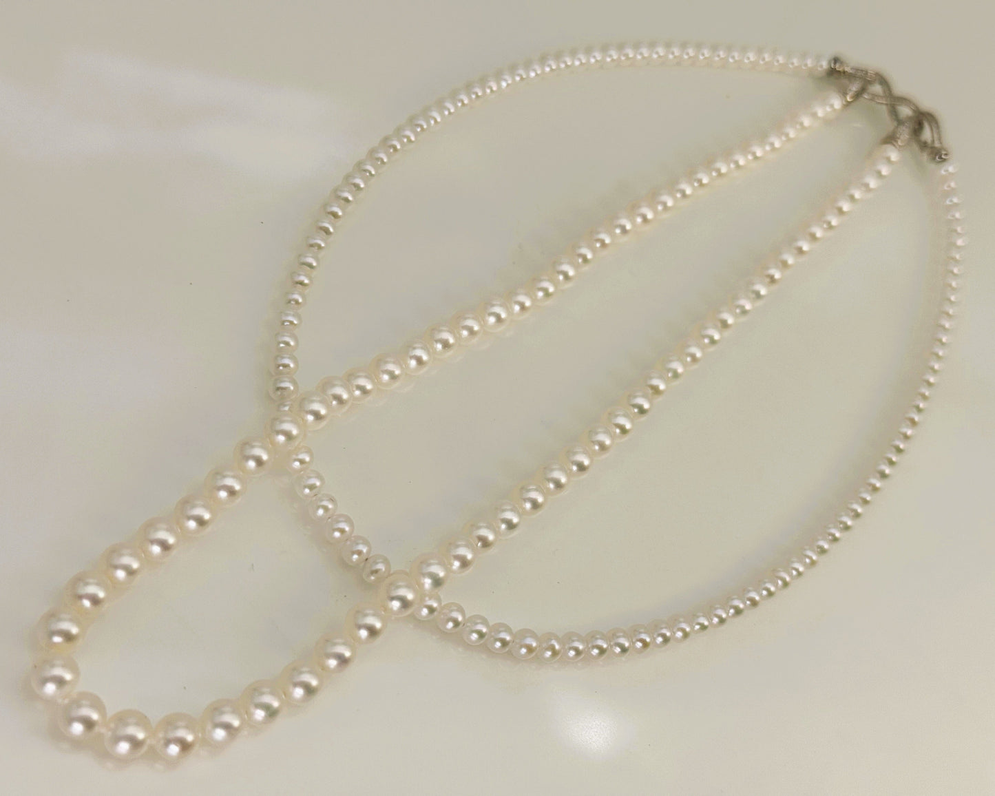 淡水真珠 ネックレス ラウンド ホワイト 4.5mm, 5.5mm 長さ：40.0cm, 42.0cm(JR-NL-0060)