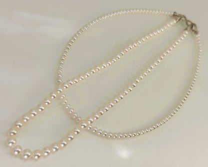 淡水真珠 ネックレス ラウンド ホワイト 4.5mm, 5.5mm 長さ：40.0cm, 42.0cm(JR-NL-0060)