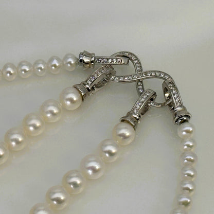 淡水真珠 ネックレス ラウンド ホワイト 4.5mm, 5.5mm 長さ：40.0cm, 42.0cm(JR-NL-0060)