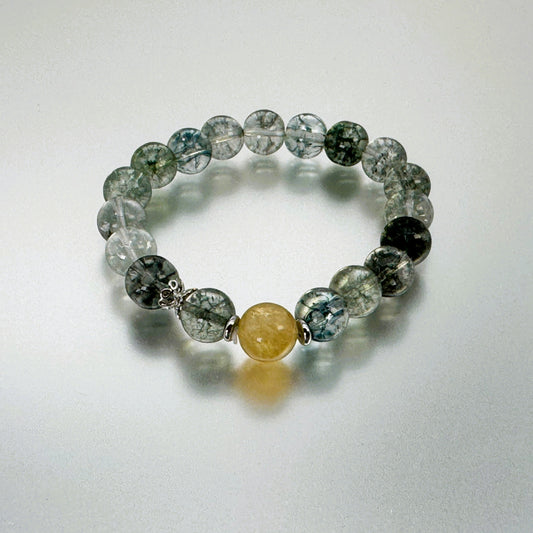 ブレスレット 幽霊水晶 グリーンファントムクォーツ 18～19 cm (JR-BR-0023)