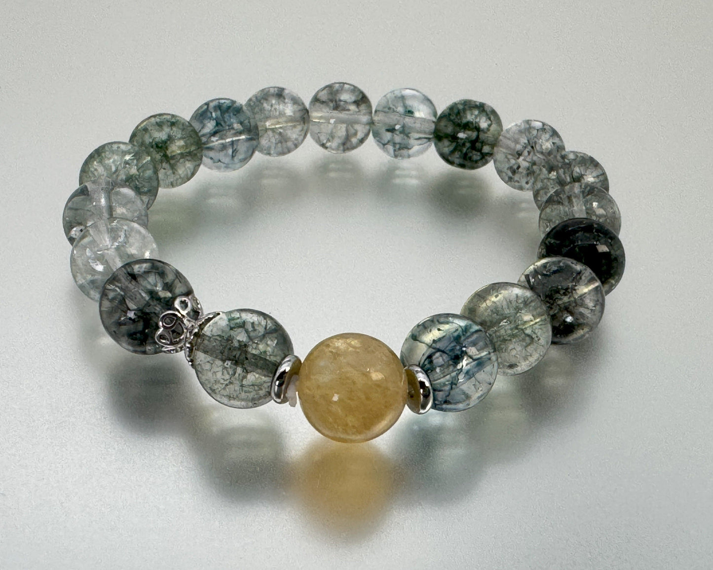 ブレスレット 幽霊水晶 グリーンファントムクォーツ 18～19 cm (JR-BR-0023)