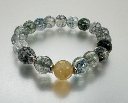 ブレスレット 幽霊水晶 グリーンファントムクォーツ 18～19 cm (JR-BR-0023)