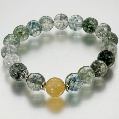 ブレスレット 幽霊水晶 グリーンファントムクォーツ 18～19 cm (JR-BR-0023)