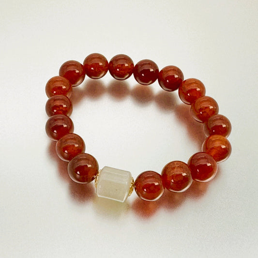 ブレスレット ドラゴンアゲート 朱 赤  18～19 cm (JR-BR-0026)