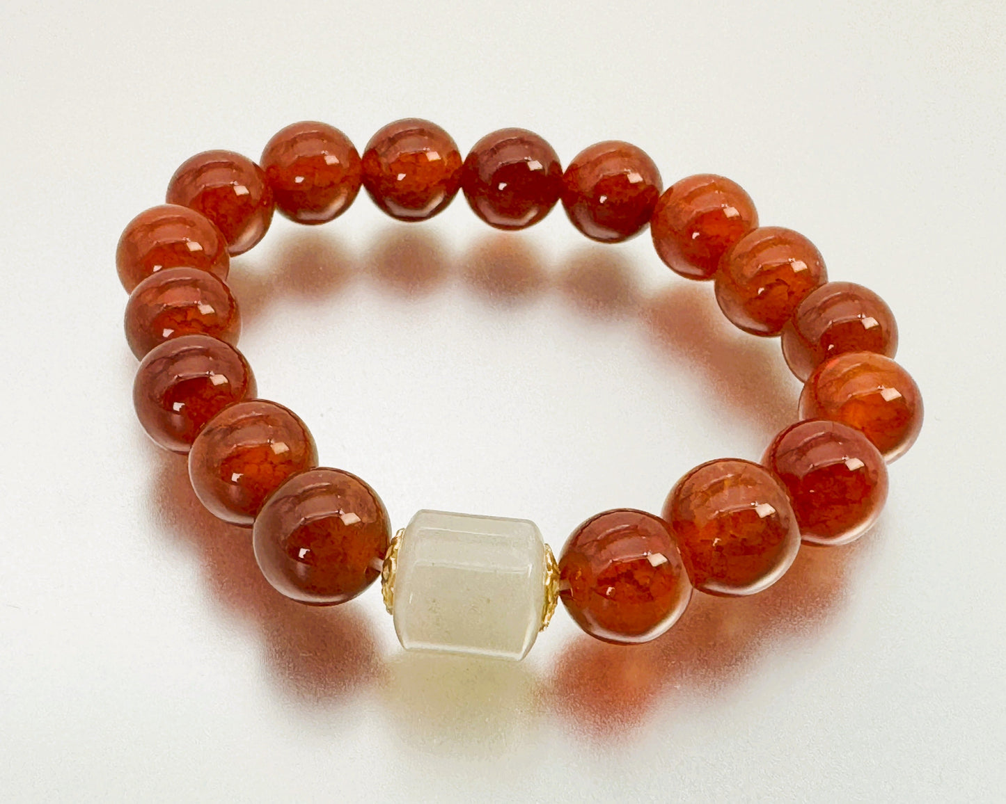 ブレスレット ドラゴンアゲート 朱 赤  18～19 cm (JR-BR-0026)