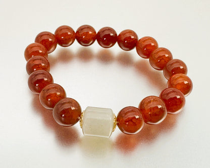 ブレスレット ドラゴンアゲート 朱 赤  18～19 cm (JR-BR-0026)