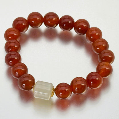 ブレスレット ドラゴンアゲート 朱 赤  18～19 cm (JR-BR-0026)