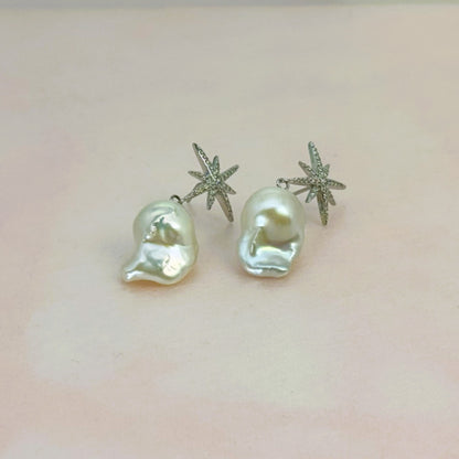 ピアス 淡水真珠 バロック ホワイト 18mm～19mm S915 (JR-ER-0010)