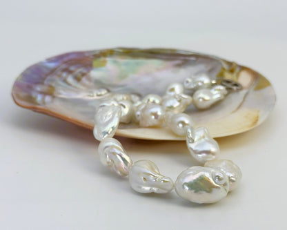 淡水真珠 ネックレス バロック ホワイト 16.0mm～18.0mm(幅) 長さ：43.0cm (JR-NL-0056)