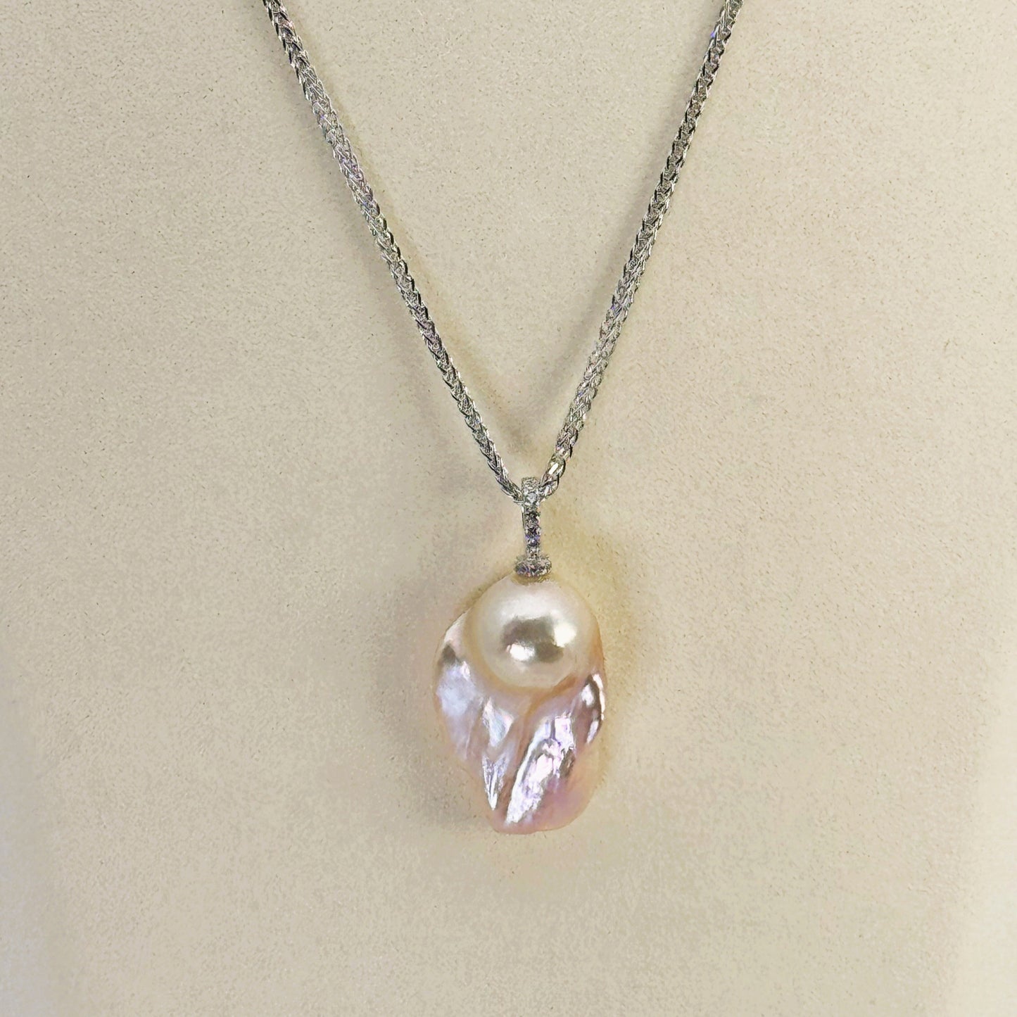(JR-NL-0054) 淡水真珠 ネックレス ピンク バロック 17.0mm～20.0mm(幅)