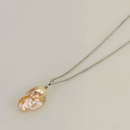 (JR-NL-0054) 淡水真珠 ネックレス ピンク バロック 17.0mm～20.0mm(幅)