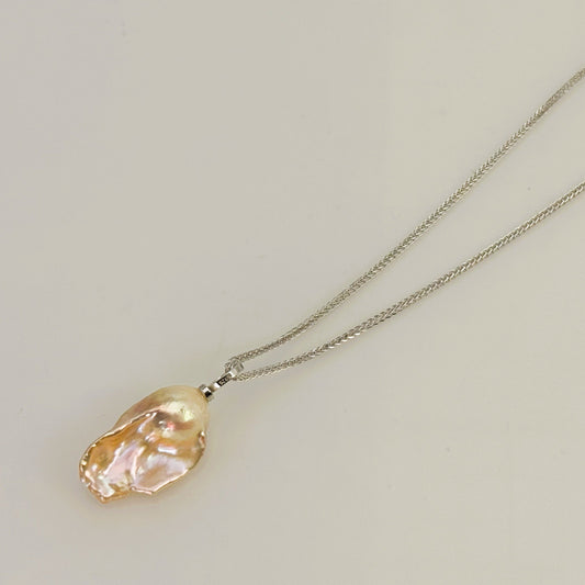 (JR-NL-0054) 淡水真珠 ネックレス ピンク バロック 17.0mm～20.0mm(幅)