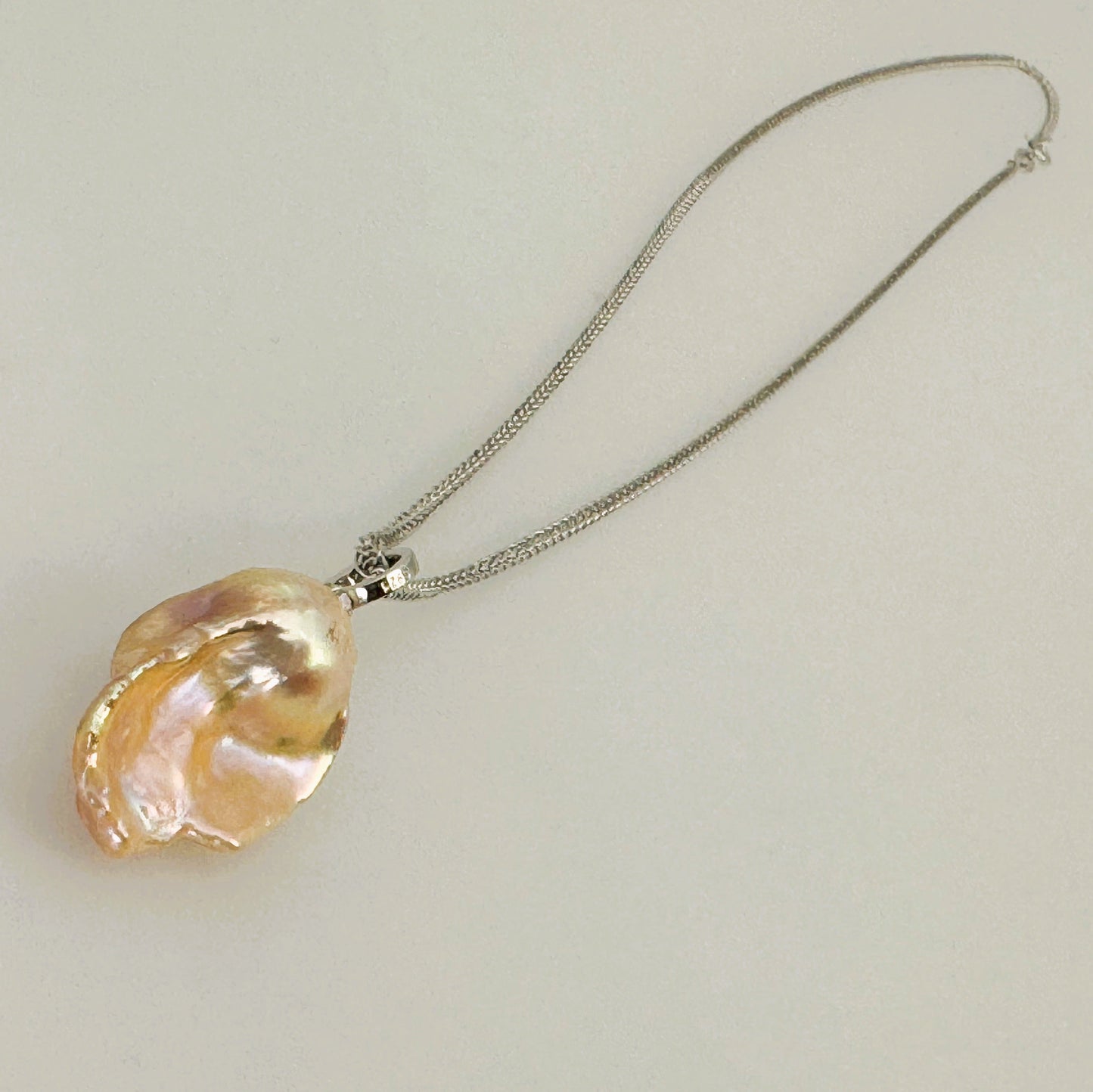 (JR-NL-0054) 淡水真珠 ネックレス ピンク バロック 17.0mm～20.0mm(幅)
