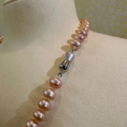 淡水真珠 ネックレス ピンク 8.0mm～9.0mm (JR-NL-0065)