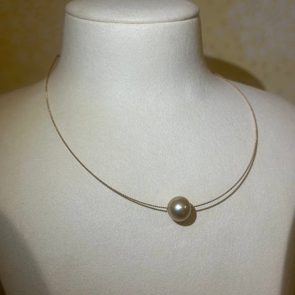 白蝶真珠 ラウンド ゴールド オメガネックレス  12mm～12.5mm K18 (JR-NL-0075)