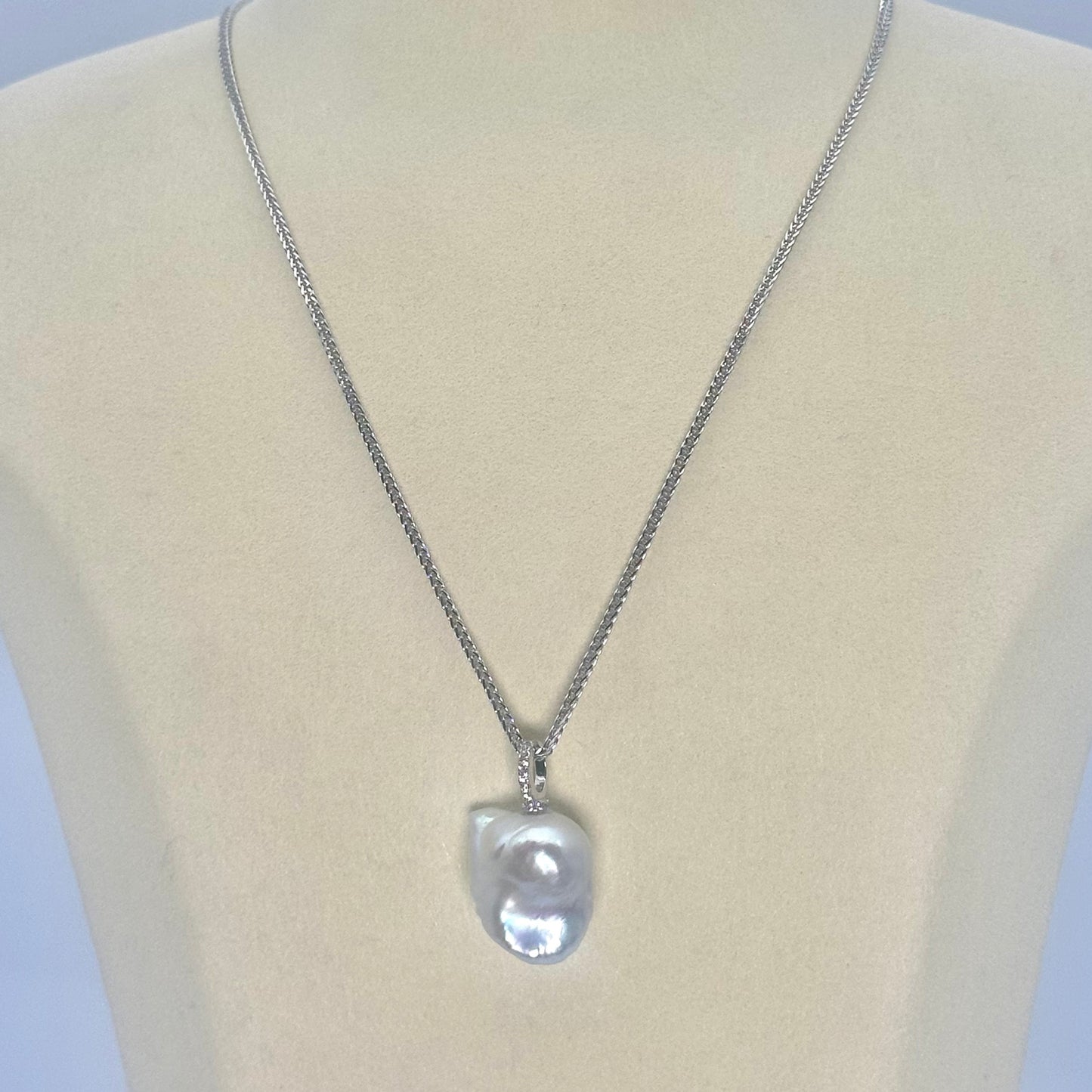 淡水真珠 バロック ホワイト  ペンダントトップ ネックレス  25mm～30mm (JR-NL-0076)