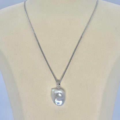 淡水真珠 バロック ホワイト  ペンダントトップ ネックレス  25mm～30mm (JR-NL-0076)