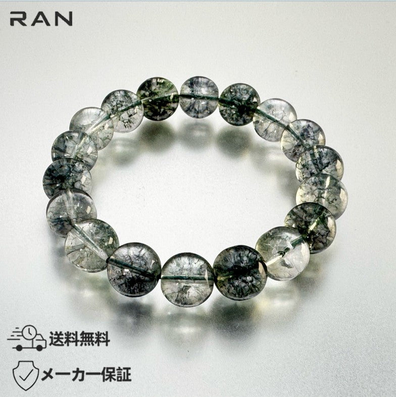 ブレスレット グリーンファントムクォーツ（緑幽霊幻影水晶）内周17.0cm (JR-BR-0009)