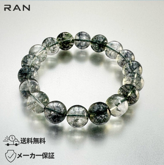 ブレスレット グリーンファントムクォーツ（緑幽霊幻影水晶）内周17.0cm (JR-BR-0009)