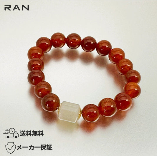 ブレスレット ドラゴンアゲート 朱 赤  内周15.5cm (JR-BR-0026)