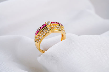 (JR-RI-0010) ルビー ダイアモンド 指輪 ルビー 0.18ct ダイアモンド 0.75ct K18