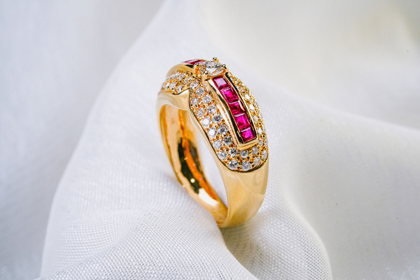 (JR-RI-0010) ルビー ダイアモンド 指輪 ルビー 0.18ct ダイアモンド 0.75ct K18