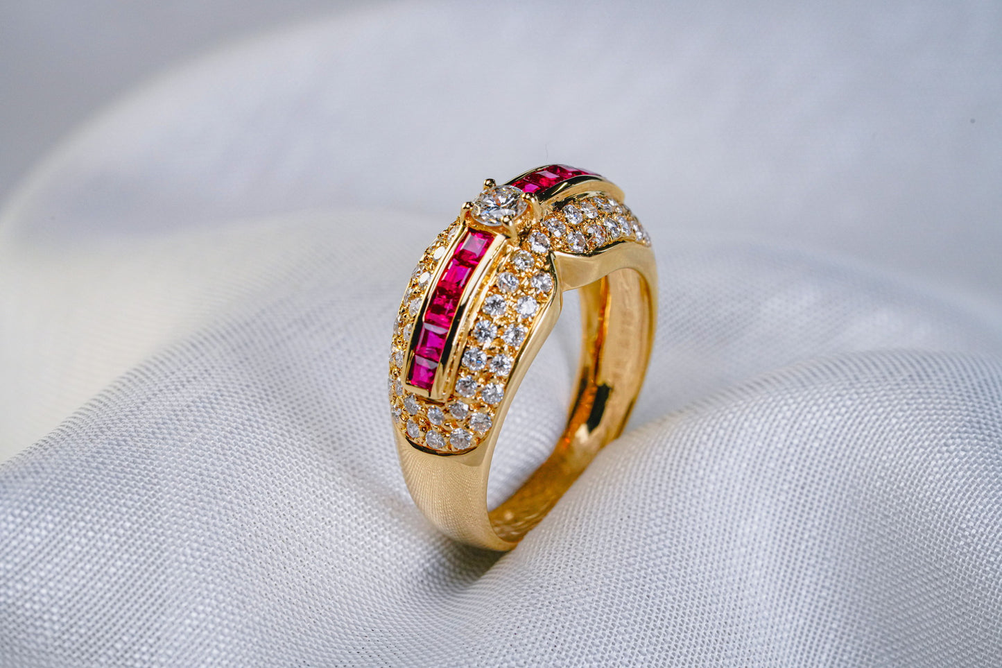(JR-RI-0010) ルビー ダイアモンド 指輪 ルビー 0.18ct ダイアモンド 0.75ct K18