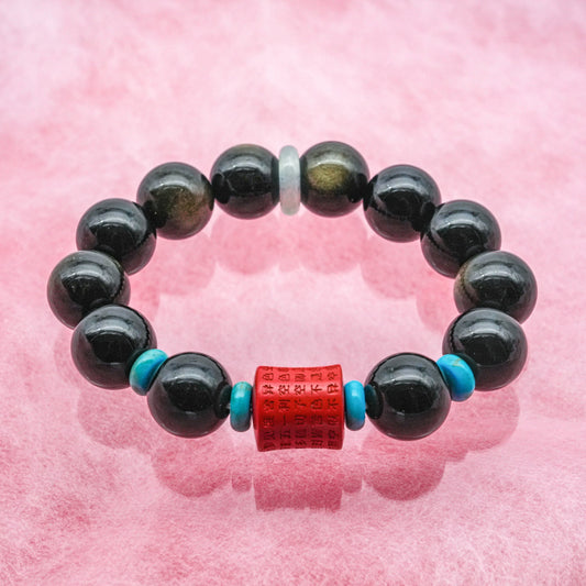 (JR-BR-0002) 金黒曜石（金曜石）ブレスレット 19～20cm
