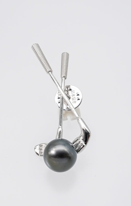 (JR-BC-0001) 黒蝶真珠 ブローチ ブラック 13.0mm～14.0mm