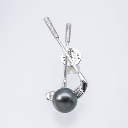 (JR-BC-0001) 黒蝶真珠 ブローチ ブラック 13.0mm～14.0mm