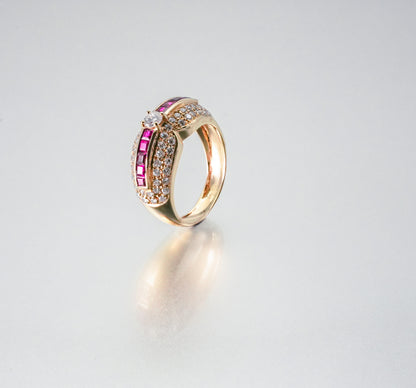 (JR-RI-0010) ルビー ダイアモンド 指輪 ルビー 0.18ct ダイアモンド 0.75ct K18