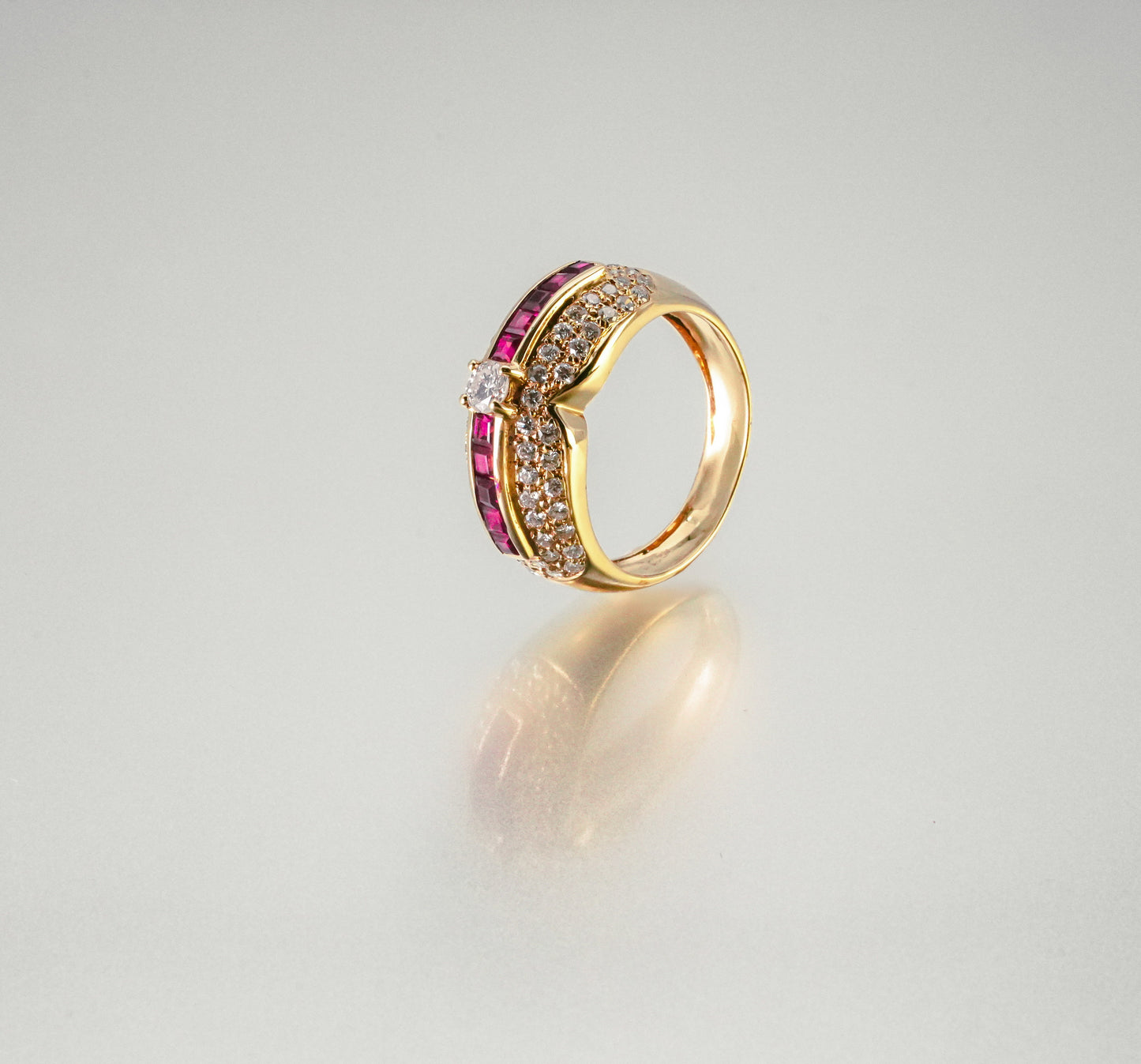 (JR-RI-0010) ルビー ダイアモンド 指輪 ルビー 0.18ct ダイアモンド 0.75ct K18