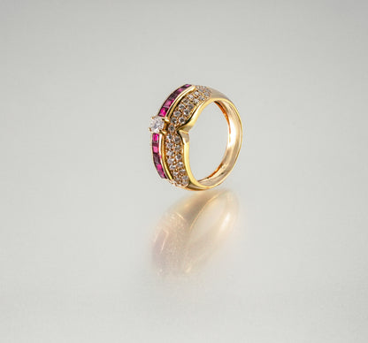 (JR-RI-0010) ルビー ダイアモンド 指輪 ルビー 0.18ct ダイアモンド 0.75ct K18