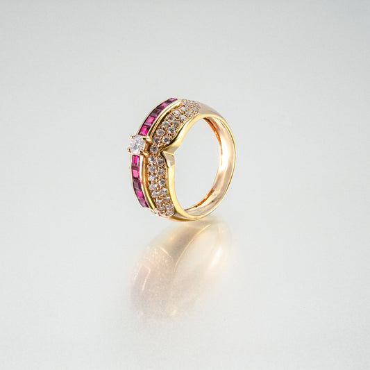 (JR-RI-0010) ルビー ダイアモンド 指輪 ルビー 0.18ct ダイアモンド 0.75ct K18