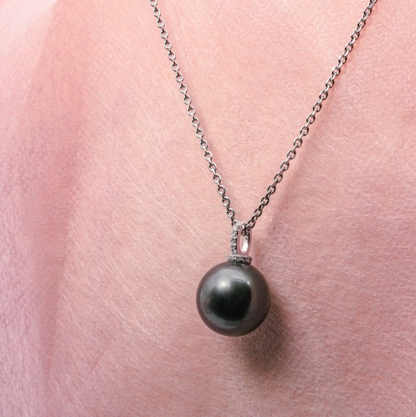 ペンダントトップ 黒蝶真珠  ブラック 13mm K18WG (JR-NL-0024)